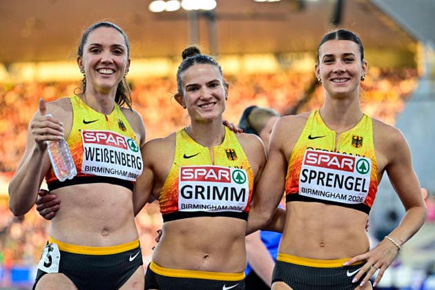Sophie WEISSENBERG (Germany, TSV Bayer 04 Leverkusen, HEPTATHLON Women), Vanessa GRIMM (Germany, Koenigsteiner LV, HEPTATHLON Women), Sandrina SPRENGEL (Germany, VfB Stuttgart, HEPTATHLON Women) GBR, European Athletics Championships, Athletics, 15.08.2026, GBR, European Athletics Championships, Athletics, 15.08.2026, Birmingham *** Sophie WEISSENBERG Germany, TSV Bayer 04 Leverkusen, Women s Heptathlon, Vanessa GRIMM Germany, Koenigsteiner LV, Women s Heptathlon, Sandrina SPRENGEL Germany, VfB Stuttgart, Women’s Heptathlon, GBR, European Athletics Championships, Track and Field, August 15, 2026, GBR, European Athletics Championships, Track and Field, August 15, 2026, Birmingham Copyright: xEibnerxPressefoto JanxPapenfussx EP_JPS
