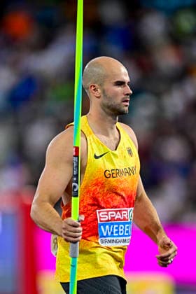 Julian WEBER (Germany, USC Mainz, JAVELIN THROW Men) GBR, European Athletics Championships, Athletics, 15.08.2026, GBR, European Athletics Championships, Athletics, 15.08.2026, Birmingham *** Julian WEBER Germany, USC Mainz, Men s JAVELIN THROW GBR, European Athletics Championships, Track and Field, August 15, 2026, GBR, European Athletics Championships, Track and Field, August 15, 2026, Birmingham Copyright: xEibnerxPressefoto JanxPapenfussx EP_JPS