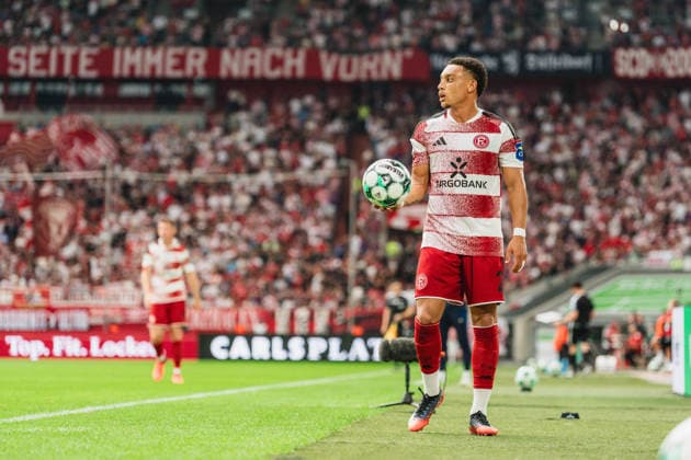 Steven van der Sloot (Fortuna Düsseldorf, 02) beim Einwurf Fortuna Duesseldorf vs. TSG Hoffenheim II, Fussball, 3.Liga, 02.Spieltag, Saison 2026 27, 15.08.2026, DFL REGULATIONS PROHIBIT ANY USE OF PHOTOGRAPHS AS IMAGE SEQUENCES AND OR QUASI-VIDEO, Fortuna Duesseldorf vs. TSG Hoffenheim II, Fussball, 3.Liga, 2.Spieltag, Saison 2026 27, 15.08.2026 Düsseldorf *** Steven van der Sloot, Fortuna Düsseldorf, 02 during a throw-in in the Fortuna Düsseldorf vs. TSG Hoffenheim II match, soccer, 3. Liga, Matchday 02, 2026–27 season, August 15, 2026, DFL regulations prohibit any use of photographs as image sequences and or quasi-video, Fortuna Düsseldorf vs. TSG Hoffenheim II, soccer, 3. Liga, Matchday 2, 2026–27 Season, August 15, 2026, Düsseldorf Copyright: xEibner-Pressefoto LukasxBaldygax EP_LBA