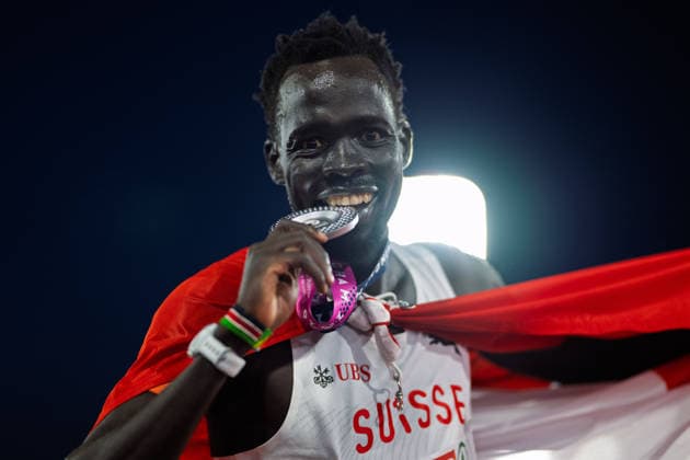 BIRMINGHAM, UNITED KINGDOM - AUGUST 15: Dominic Lokinyomo Lobalu of Switzerland wins the silver Medal in the Men s 10,000m during the European Athletics Championships at Alexander Stadium on August 15, 2026 in Birmingham, United Kingdom. England United Kingdom Copyright: xBEAUTIFULxSPORTS TobiasxLacknerx