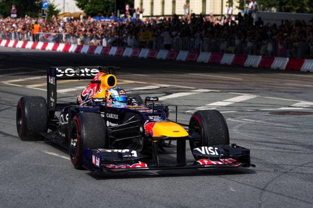 August 15, 2026, RÄÂ«Ga, Latvija: PATRICK FRIESACHER, a former Formula 1 driver, drives the Red Bull RB8 through the streets of Riga as part of the Red Bull Showrun in Riga, Latvia, August 15, 2026. RÄÂ«Ga Latvija - ZUMAp305 20260815_zip_p305_003 Copyright: xEdijsxPalensx
