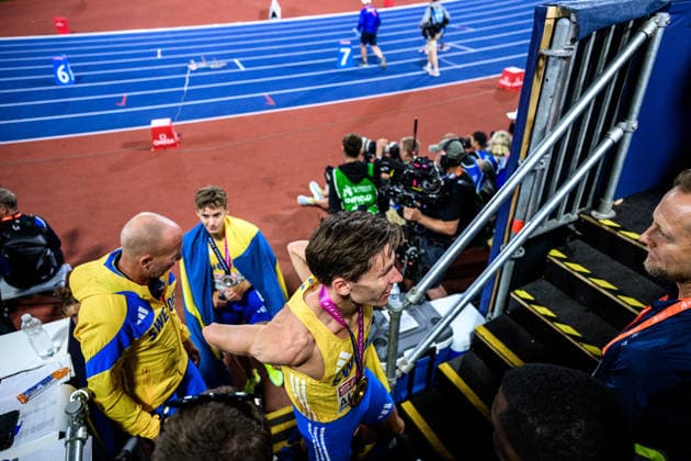 260815 Andreas Almgren of Sweden celebrates first place in men s 10 000 meter and Samuel Pihlström of Sweden celebrates second place in men s 1500 meter final during day 6 of the 2026 European Athletics Championships on August 15, 2026 in Birmingham. Photo: Maxim Thore BILDBYRAN kod MT MT1071 friidrott athletics friidrett friidrotts-em em friidretts-em 2026 european athletics championships day 6 bbeng *** August 15, 2026: Andreas Almgren of Sweden celebrates winning first place in the men’s 10,000-meter race, and Samuel Pihlström of Sweden celebrates finishing second in the men’s 1,500-meter final during Day 6 of the 2026 European Athletics Championships on August 15, 2026 in Birmingham. Photo by Maxim Thore. BILDBYRAN code MT MT1071 track and field athletics friidrett friidrotts em em friidretts em 2026 European Athletics Championships Day 6 bbeng  Copyright: MAXIMxTHORE BB260815MT053