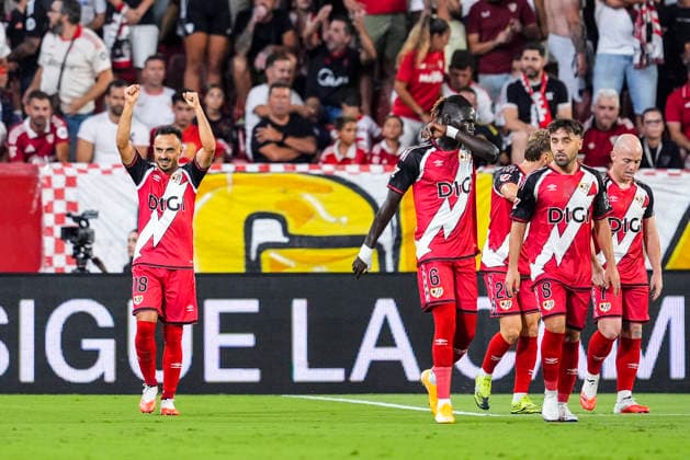 August 15, 2026, Sevilla, Sevilla, Spain: Alvaro Garcia of Rayo Vallecano celebrates a goal during the Spanish league, LaLiga EA Sports, football match played between Sevilla FC and Rayo Vallecano at Ramon Sanchez-Pizjuan stadium on August 15, 2026, in Sevilla, Spain. Sevilla FC V Rayo Vallecano - LaLiga EA Sports  - ZUMAa181 20260815_zaa_a181_060 Copyright: xJoaquinxCorcherox