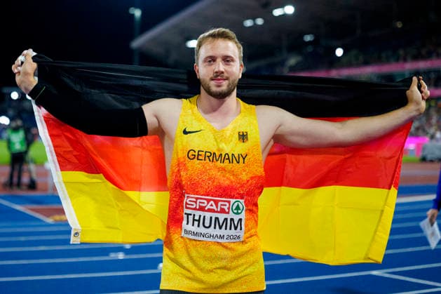 BIRMINGHAM, GREAT BRITAIN - AUGUST 15, 2026 : Second place in the javelin throw: Nick THUMM (GER Germany) during the European Athletics Championships at Alexander Stadium on August 15, 2026 in Birmingham, Great Britain. Great Britain Copyright: xLeahxKohringx