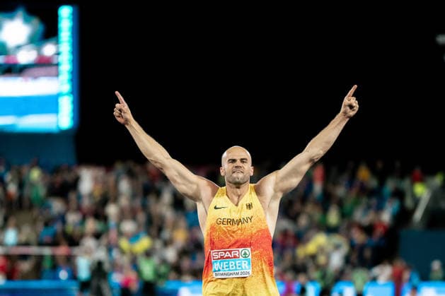 Julian Weber (USC Mainz, Speerwurf Maenner), GBR, Leichtathletik, Athletics, European Athletics Championships 2026, Leichtathletik Europameisterschaft 2026, Birmingham 2026, 09.08.2026, GBR, Leichtathletik, Athletics, European Athletics Championships 2026, Leichtathletik Europameisterschaft 2026, Birmingham 2026, 09.08.2026 Birmingham *** Julian Weber, USC Mainz, Men s Javelin Throw, GBR, Track and Field, Athletics, 2026 European Athletics Championships, 2026 European Track and Field Championships, Birmingham 2026, August 9, 2026, GBR, Track and Field, Athletics, 2026 European Athletics Championships, 2026 European Track and Field Championships, Birmingham 2026, August 9, 2026, Birmingham Copyright: xStefanxMayerx EP_SMR