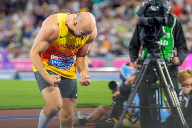 BIRMINGHAM, GREAT BRITAIN - AUGUST 15, 2026 : European champion in the javelin throw: Julian WEBER (GER Germany) during the European Athletics Championships at Alexander Stadium on August 15, 2026 in Birmingham, Great Britain. Great Britain Copyright: xLeahxKohringx