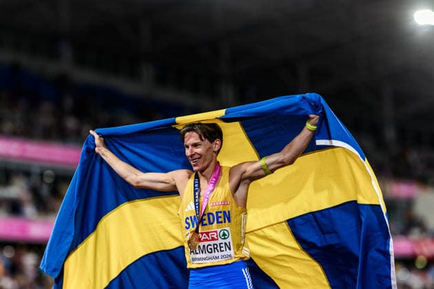 260815 Andreas Almgren of Sweden celebrates first place in men s 10 000 meter final during day 6 of the 2026 European Athletics Championships on August 15, 2026 in Birmingham. Photo: Mathias Bergeld BILDBYRAN kod MB MT1071 friidrott athletics friidrett friidrotts-em em friidretts-em 2026 european athletics championships day 6 bbeng jubel sweden sverige *** August 15, 2026: Andreas Almgren of Sweden celebrates winning first place in the men’s 10,000-meter final on Day 6 of the 2026 European Athletics Championships, 2026 in Birmingham. Photo by Mathias Bergeld, BILDBYRAN, code MB MT1071. track and field, athletics, friidrett, friidrotts EM, 2026 European Athletics Championships, Day 6, BBENG, celebration, Sweden, Sverige  Copyright: MATHIASxBERGELD BB260815MB176