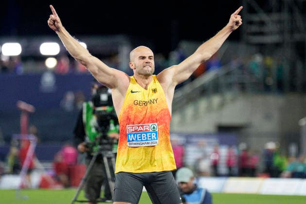 BIRMINGHAM, GREAT BRITAIN - AUGUST 15, 2026 : European champion in the javelin throw: Julian WEBER (GER Germany) during the European Athletics Championships at Alexander Stadium on August 15, 2026 in Birmingham, Great Britain. Great Britain Copyright: xLeahxKohringx