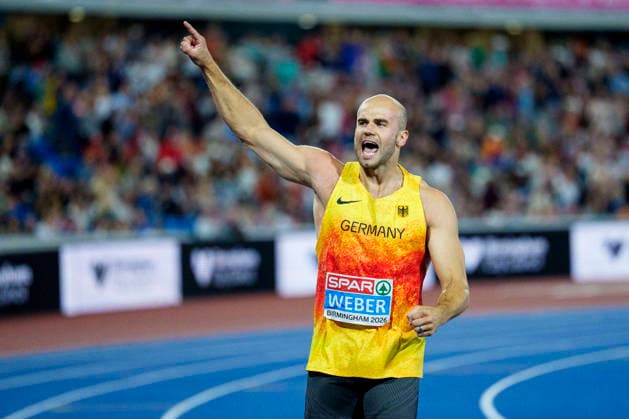 BIRMINGHAM, GREAT BRITAIN - AUGUST 15, 2026 : European champion in the javelin throw: Julian WEBER (GER Germany) during the European Athletics Championships at Alexander Stadium on August 15, 2026 in Birmingham, Great Britain. Great Britain Copyright: xLeahxKohringx