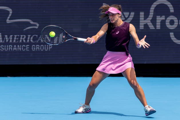 August 15, 2026, Mason, Ohio, U.S: Zeynep Sonmez (TUR) hits a forehand shot during SaturdayÃ¢â‚¬â ¢s second round of the Cincinnati Open at the Lindner Family Tennis Center , Mason, Oh. Mason U.S - ZUMAs304 20260815_zaf_s304_028 Copyright: xScottxStuartx