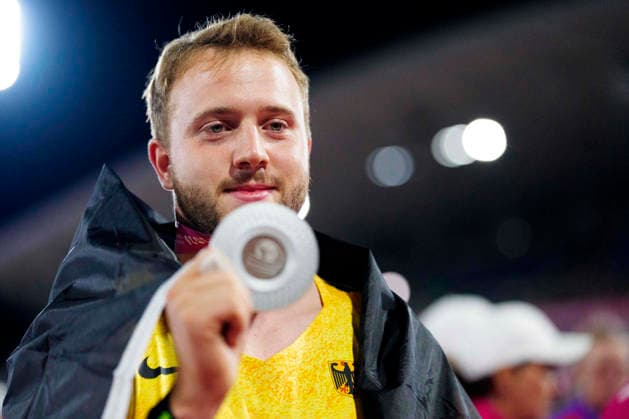 BIRMINGHAM, GREAT BRITAIN - AUGUST 15, 2026 : Second place in the javelin throw: Nick THUMM (GER Germany) during the European Athletics Championships at Alexander Stadium on August 15, 2026 in Birmingham, Great Britain. Great Britain Copyright: xLeahxKohringx