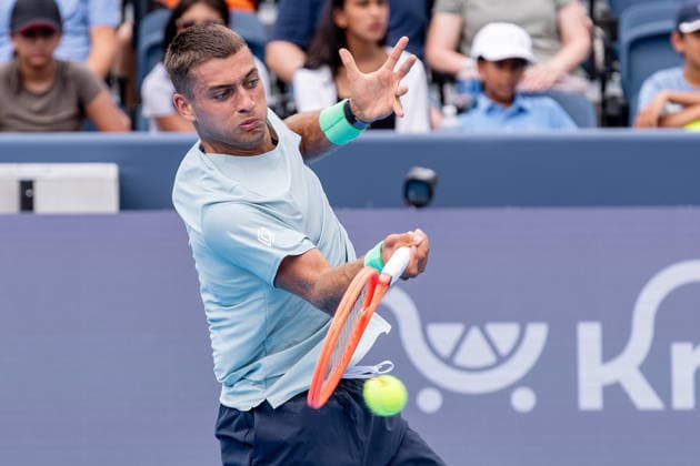 August 15, 2026, Mason, Ohio, U.S: Flavio Cobolli (ITA) hits a forehand shot during SaturdayÃ¢â‚¬â ¢s second round of the Cincinnati Open at the Lindner Family Tennis Center , Mason, Oh. Mason U.S - ZUMAs304 20260815_zaf_s304_034 Copyright: xScottxStuartx