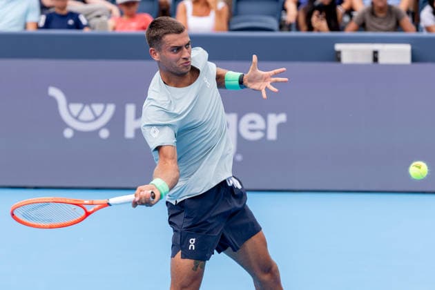 August 15, 2026, Mason, Ohio, U.S: Flavio Cobolli (ITA) hits a forehand shot during SaturdayÃ¢â‚¬â ¢s second round of the Cincinnati Open at the Lindner Family Tennis Center , Mason, Oh. Mason U.S - ZUMAs304 20260815_zaf_s304_047 Copyright: xScottxStuartx