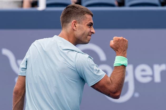 August 15, 2026, Mason, Ohio, U.S: Flavio Cobolli (ITA) pumps his fist after winning a point during SaturdayÃ¢â‚¬â ¢s second round of the Cincinnati Open at the Lindner Family Tennis Center , Mason, Oh. Mason U.S - ZUMAs304 20260815_zaf_s304_049 Copyright: xScottxStuartx