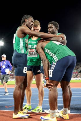 2026 European Athletics Championships, Alexander Stadium, Birmingham, England 15 8 2026 Men™s 4x100m Relay Final A view of the Ireland team dejected after the race A view of the Ireland team dejected after the race 15 8 2026  Copyright: xx MT2_5833