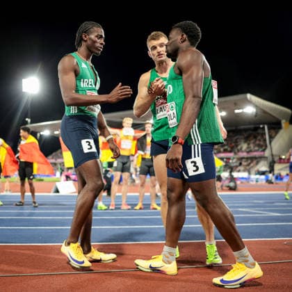 2026 European Athletics Championships, Alexander Stadium, Birmingham, England 15 8 2026 Men™s 4x100m Relay Final A view of the Ireland team dejected after the race A view of the Ireland team dejected after the race 15 8 2026  Copyright: xx MT2_5836