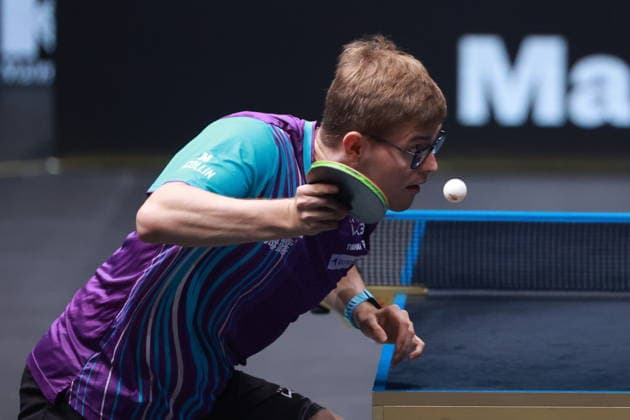 2026 WTT Europe Smash - Sweden - Main Draw - 15 August 2026 - Day 6 Alexis Lebrun of France plays against Tomokazu Harimoto of Japan during the Men s Singles Quarterfinal at the 2026 Europe Smash at the Malmo Arena in Malmo, Sweden, on August 15, 2026. Malmo Sweden  Copyright: xRemyxGrosx originalFilename:gros-europesm260815_npFQX.jpg