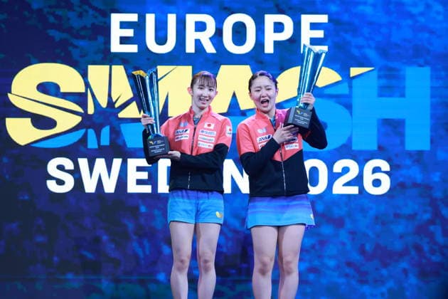 2026 WTT Europe Smash - Sweden - Main Draw - 15 August 2026 - Day 6 Miwa Harimoto and Hina Hayata of Japan win the Women s Doubles final at the 2026 Europe Smash at the Malmo Arena in Malmo, Sweden, on August 15, 2026. Malmo Sweden  Copyright: xRemyxGrosx originalFilename:gros-europesm260815_npLYU.jpg
