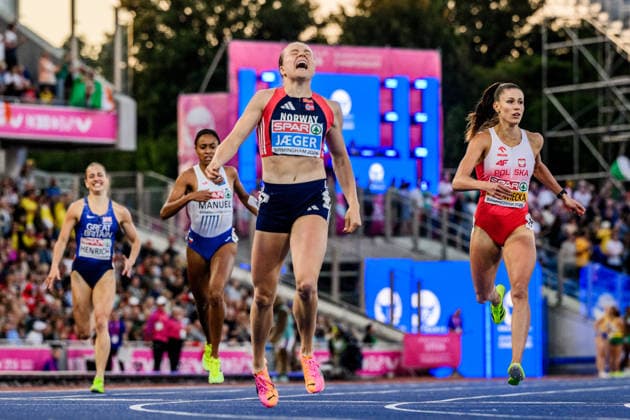 260815 Henriette Jaeger of Norway celebrates after winning in women™s 400 meter final during day 6 of the 2026 European Athletics Championships on August 15, 2026 in Birmingham. Photo: Mathias Bergeld BILDBYRAN kod MB MT1071 friidrott athletics friidrett friidrotts-em em friidretts-em 2026 european athletics championships day 6 bbeng norge norway jubel dam damer women *** August 15, 2026: Henriette Jaeger of Norway celebrates after winning the women’s 400-meter final on Day 6 of the 2026 European Athletics Championships in Birmingham. 2026 in Birmingham. Photo by Mathias Bergeld. BILDBYRAN code MB MT1071. track and field, athletics, friidrett, friidrotts EM, 2026 European Athletics Championships, Day 6, BBENG, Norway, celebration, women  Copyright: MATHIASxBERGELD BB260815MB185