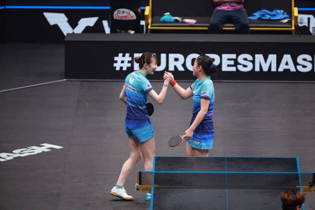 2026 WTT Europe Smash - Sweden - Main Draw - 15 August 2026 - Day 6 Miwa Harimoto and Hina Hayata of Japan compete against Doo Hoi Kem and NG Wing Lam of Hong Kong during the Women s Doubles Final at the 2026 Europe Smash at the Malmo Arena in Malmo, Sweden, on August 15, 2026. Malmo Sweden  Copyright: xRemyxGrosx originalFilename:gros-europesm260815_npJrO.jpg