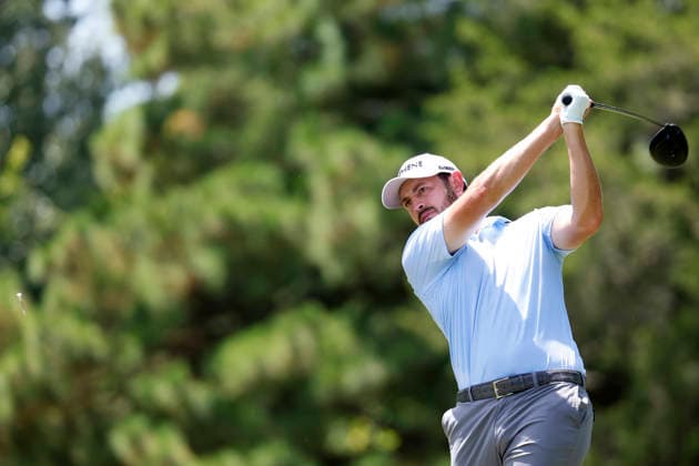 MEMPHIS, TN - AUGUST 15: Patrick Cantlay of the United States hits his tee shot on No. 7 during the third round of the FedEx St. Jude Championship, August 15, 2026, at TPC Southwind in Memphis, Tennessee. (Photo by Matthew Maxey Icon Sportswire) GOLF: AUG 15 PGA, Golf Herren FedEx St. Jude Championship EDITORIAL USE ONLY Icon260815040