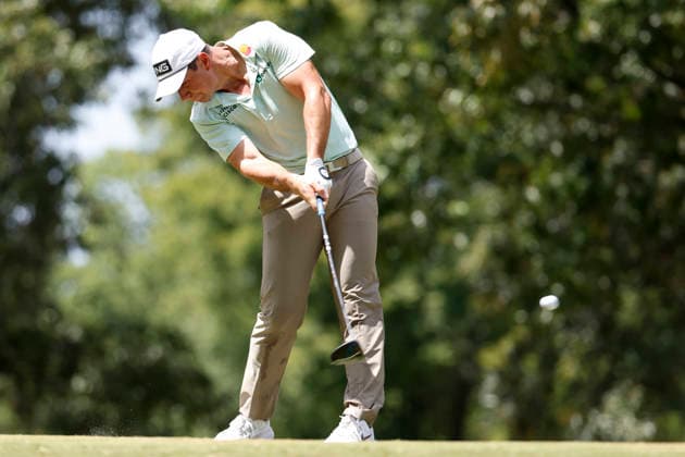 MEMPHIS, TN - AUGUST 15: Viktor Hovland of the United States hits his tee shot on No. 7 during the third round of the FedEx St. Jude Championship, August 15, 2026, at TPC Southwind in Memphis, Tennessee. (Photo by Matthew Maxey Icon Sportswire) GOLF: AUG 15 PGA, Golf Herren FedEx St. Jude Championship EDITORIAL USE ONLY Icon260815049