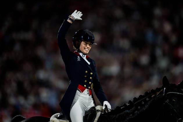 260815 Charlotte Fry of Great Britain with horse Glamourdale celebrate after competing in the Dressage Grand Prix Freestyle during day 5 of the 2026 FEI World Championships on August 15, 2026 in Aachen. Photo: Emma Wallskog BILDBYRAN kod EW EW0684 ridsport equestrian rid-vm 2026 2026 fei world championships bbeng ridsport-vm dressage dressyr kur jubel *** August 15, 2026: Charlotte Fry of Great Britain and her horse Glamourdale celebrate after competing in the Dressage Grand Prix Freestyle on Day 5 of the 2026 FEI World Championships on August 15, 2026 in Aachen. Photo by Emma Wallskog. BILDBYRAN code EW EW0684 equestrian sports 2026 World Championships 2026 FEI World Championships BBENG equestrian sports World Championships dressage freestyle celebration  Copyright: EMMAxWALLSKOG BB260815EW191