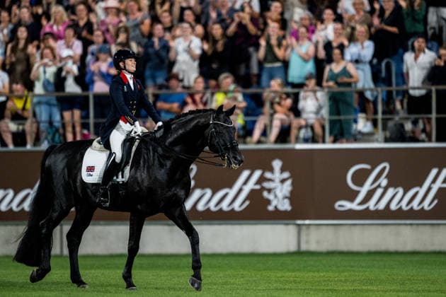 260815 Charlotte Fry of Great Britain with horse Glamourdale celebrate after competing in the Dressage Grand Prix Freestyle during day 5 of the 2026 FEI World Championships on August 15, 2026 in Aachen. Photo: Emma Wallskog BILDBYRAN kod EW EW0684 ridsport equestrian rid-vm 2026 2026 fei world championships bbeng ridsport-vm dressage dressyr kur jubel *** August 15, 2026: Charlotte Fry of Great Britain and her horse Glamourdale celebrate after competing in the Dressage Grand Prix Freestyle on Day 5 of the 2026 FEI World Championships on August 15, 2026 in Aachen. Photo by Emma Wallskog. BILDBYRAN code EW EW0684 equestrian sports 2026 World Championships 2026 FEI World Championships BBENG equestrian sports World Championships dressage freestyle celebration  Copyright: EMMAxWALLSKOG BB260815EW192