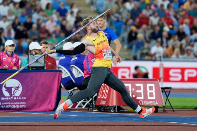 BIRMINGHAM, GREAT BRITAIN - AUGUST 15, 2026 : Nick THUMM (GER Germany) competing in the javelin throw final during the European Athletics Championships at Alexander Stadium on August 15, 2026 in Birmingham, Great Britain. Great Britain Copyright: xLeahxKohringx