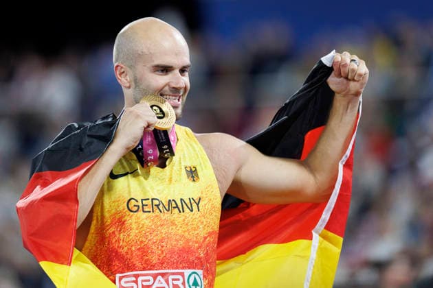 BIRMINGHAM, GREAT BRITAIN - AUGUST 15, 2026: Julian WEBER (GER Germany) wins Gold in the javelin throw during the European Athletics Championships at Alexander Stadium on August 15, 2026 in Birmingham, Great Britain. Great Britain Copyright: xAxelxKohringx