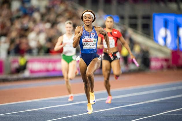 RECORD DATE NOT STATED 15th August 2026; Alexander Stadium, Birmingham, Midlands, England; 2026 European Athletics Championships, Day Six; Imani Lansiquot (GBR) wins gold in the womens 4x100m relay GodfreyxPitt