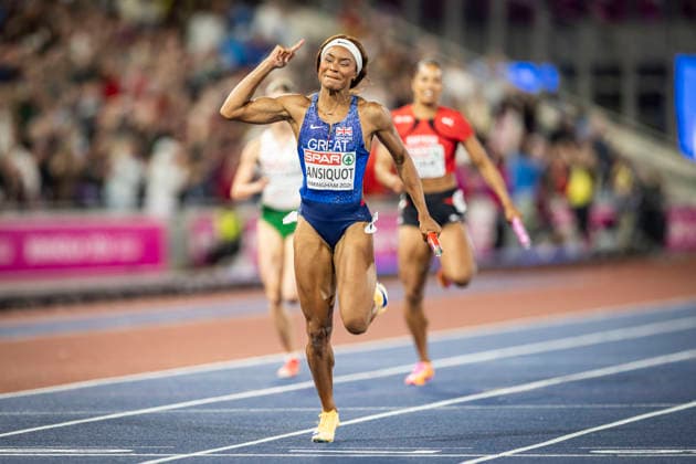 RECORD DATE NOT STATED 15th August 2026; Alexander Stadium, Birmingham, Midlands, England; 2026 European Athletics Championships, Day Six; Imani Lansiquot (GBR) wins gold in the womens 4x100m relay GodfreyxPitt