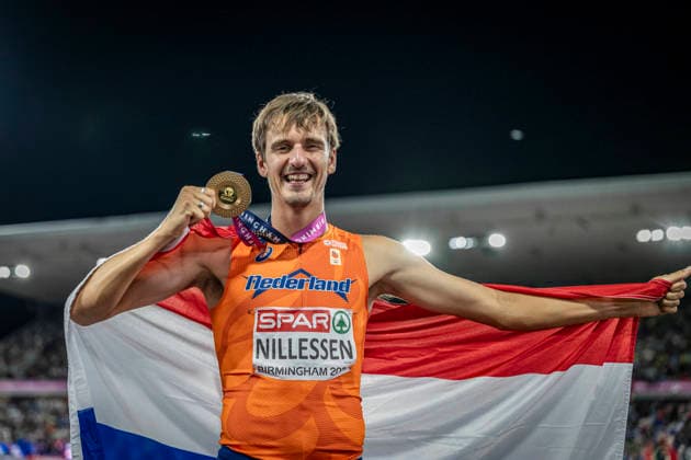 RECORD DATE NOT STATED 15th August 2026; Alexander Stadium, Birmingham, Midlands, England; 2026 European Athletics Championships, Day Six; Stefan Nillessen (NED)celebrates winning gold in the mens 1500m GodfreyxPitt