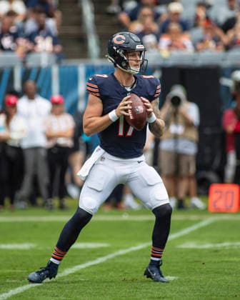 August 15, 2026: Chicago Bears Quarterback Tyson Bagent (17) in action during the preseason game against the Cleveland Browns in Chicago, IL. CSM Chicago United States of America - ZUMAc04_ 20260815_zma_c04_006 Copyright: xMikexWulfx