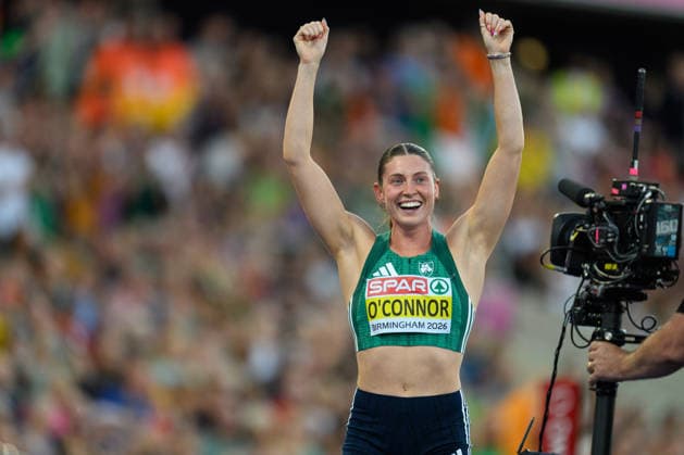 BIRMINGHAM, GREAT BRITAIN - August 15: Kate O Connor (Ireland) after winning the heptathlon during the European Athletics Championships 2026 at Alexander Stadium in Birmingham, Great Britain (Photo by Sven Beyrich Sports Press Photo)  Copyright: xSvenxBeyrich SportsxPressxPhotox Sportspressphoto_SPR207924