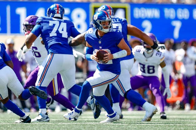 August 15, 2026: During the game, New York Giants quarterback Brandon Allen (12) drops back in a NFL, American Football Herren, USA preseason game at MetLife Stadium in East Rutherford, NJ. The Minnesota Vikings defeat the New York Giants 13-10. Cal Media East Rutherford USA - ZUMAc04_ 20260815_faf_c04_096 Copyright: xShaquanxWoodyx
