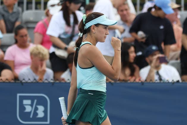 MASON, OHIO - AUGUST 15: Kamilla Rakhimova of Uzbekistan reacts to a play during day five of the Cincinnati Open at the Lindner Family Tennis Center on August 15, 2026 in Mason, Ohio.  Copyright: xShainaxBenhiyoun SPPx Sportspressphoto_SPR208050