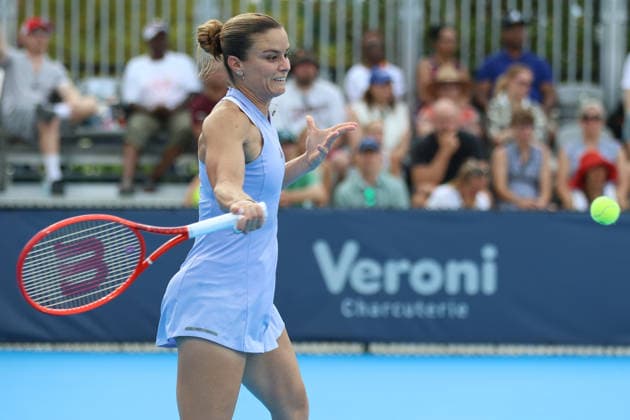 MASON, OHIO - AUGUST 15: Maria Sakkari of Greece in action during day five of the Cincinnati Open at the Lindner Family Tennis Center on August 15, 2026 in Mason, Ohio.  Copyright: xShainaxBenhiyoun SPPx Sportspressphoto_SPR208056