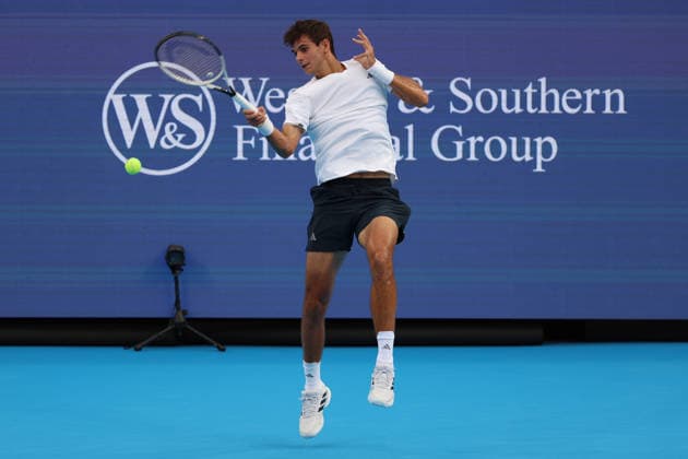 August 15, 2026, Mason, Oh, USA: Cincinnati Open Tennis 2026 - Rafael Jodar hits a ball against Denis Shapovalov. ZUMAPress Mason USA - ZUMAn24_ 20260815_zaf_n24_260 Copyright: xWallyxNellx