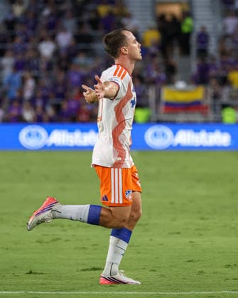 August 15, 2026, Orlando, Florida, USA: FC Cincinnati midfield PAVEL BUCHA (20) celebrates after scoring a goal during the first half against Orlando City SC. Orlando City SC hosted FC Cincinnati in a MLS, Fussball Herren, USA match at Inter.Co Stadium in Orlando, FL. Orlando USA - ZUMAm299 20260815_znp_m299_051 Copyright: xTaylorxMcFeex