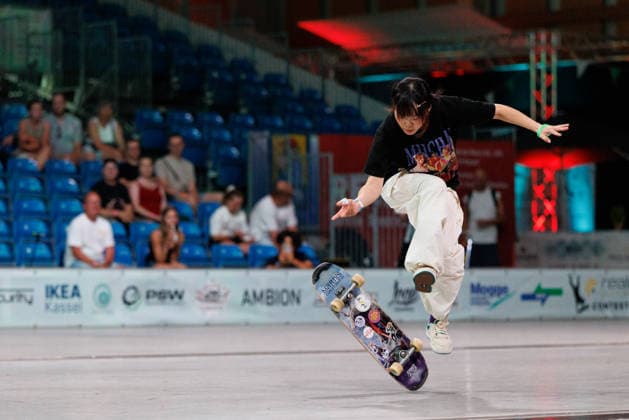 World Freestyle Skateboarding Championships - Amateurs Women Qualifiers 2026. Germany - Kassel, 15.08.2026 Nozomi Shimizu from Japan competes in the Amateur Womens+ Qualifiers at the World Freestyle Skateboarding Championships 2026 in Kassel, Germany. According to the citys official website compete Riders from more than 30 nations at the international freestyle skateboarding event, combining technical tricks and creativity in the qualification rounds. Hesse