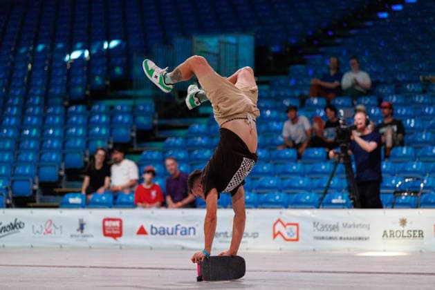 World Freestyle Skateboarding Championships - Men Pro Qualifiers 2026. Germany - Kassel, 15.08.2026 Tobias Heise from Germany shows trick during the competition in the Men professional Qualifiers at the World Freestyle Skateboarding Championships 2026 in Kassel, Germany. According to the citys official website compete Riders from more than 30 nations at the international freestyle skateboarding event, combining technical tricks, creativity and individual style in the qualification rounds. Hesse