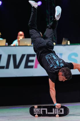 World Freestyle Skateboarding Championships - Men Pro Qualifiers 2026. Germany - Kassel, 15.08.2026 Ismael Perez from Spain shows trick during the competition in the Men professional Qualifiers at the World Freestyle Skateboarding Championships 2026 in Kassel, Germany. According to the citys official website compete Riders from more than 30 nations at the international freestyle skateboarding event, combining technical tricks, creativity and individual style in the qualification rounds. Hesse