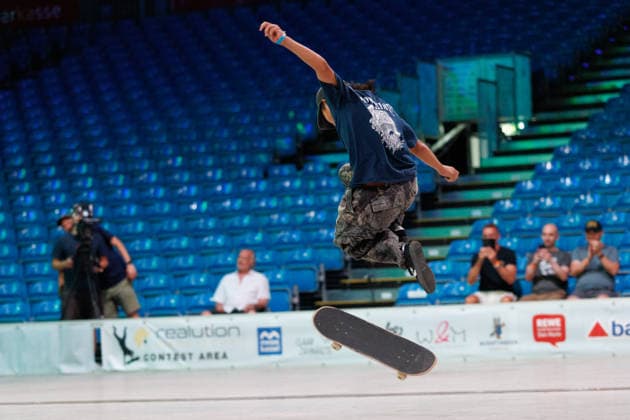 World Freestyle Skateboarding Championships - Men Pro Qualifiers 2026. Germany - Kassel, 15.08.2026 Ikkei Nagao from Japan shows trick during the competition in the Men professional Qualifiers at the World Freestyle Skateboarding Championships 2026 in Kassel, Germany. According to the citys official website compete Riders from more than 30 nations at the international freestyle skateboarding event, combining technical tricks, creativity and individual style in the qualification rounds. Hesse