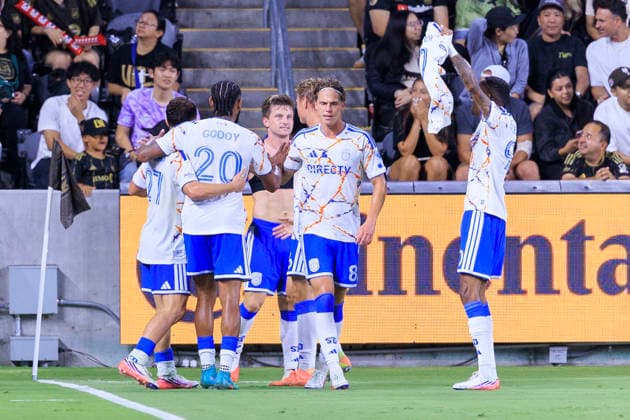 August 15, 2026, Los Angeles, California, USA: Anders Dreyer 10 of the San Diego FC celebrates his goal during their regular season MLS, Fussball Herren, USA game against the Los Angeles Football Club on Saturday August 15, 2026 at the BMO Stadium in Los Angeles, California. LAFC lose to San Diego FC, 0-1. ARIANA RUIZ PI Los Angeles USA - ZUMAp124 20260815_zaa_p124_041 Copyright: xArianaxRuizx