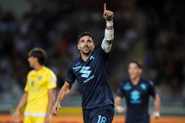 Torino FC v Carrarese Calcio - Coppa Italia Giovanni Simeone of Torino FC celebrates after scoring a goal during the Coppa Italia football match between Torino FC and Carrarese Calcio. Turin Italy Copyright: xNicolòxCampox