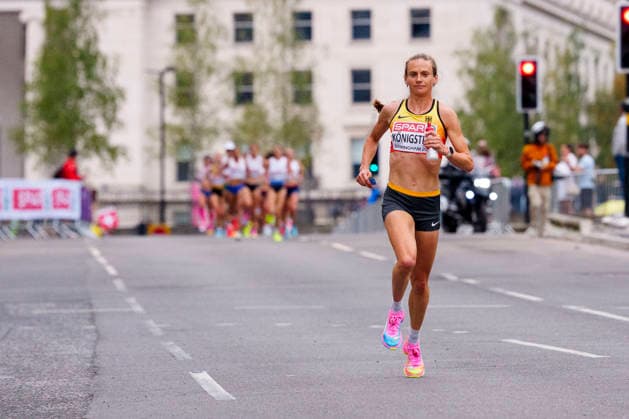 BIRMINGHAM, GREAT BRITAIN - AUGUST 16, 2026 : Fabienne KÖNIGSTEIN (GER Germany) competing in the marathon during the European Athletics Championships at Alexander Stadium on August 16, 2026 in Birmingham, Great Britain. Great Britain Copyright: xLeahxKohringx