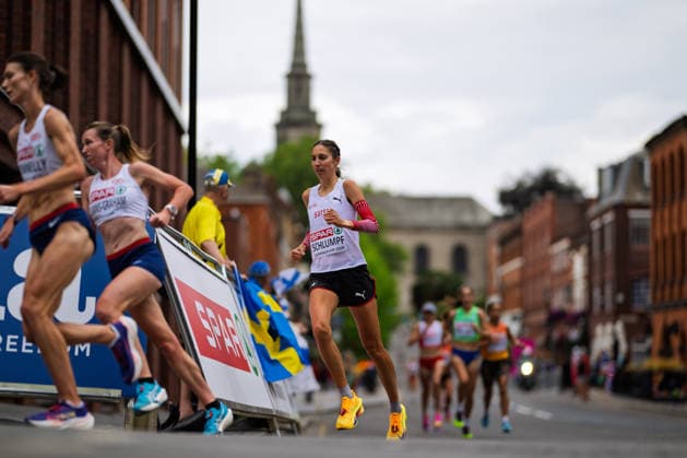BIRMINGHAM, UNITED KINGDOM - AUGUST 16: Fabienne Schlumpf of Switzerland competes in the Women s Marathon during the European Athletics Championships at Alexander Stadium on August 16, 2026 in Birmingham, United Kingdom. England United Kingdom Copyright: xBEAUTIFULxSPORTS TobiasxLacknerx