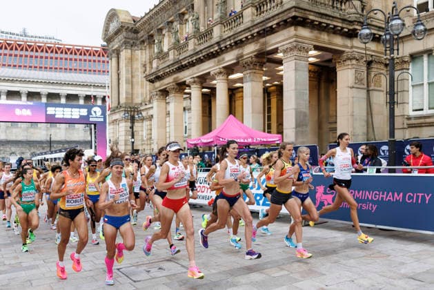 BIRMINGHAM, GREAT BRITAIN - AUGUST 16, 2026: Fabienne KÖNIGSTEIN (GER Germany) competing at the start line during the European Athletics Championships at Victoria Square on August 16, 2026 in Birmingham, Great Britain. Great Britain Copyright: xAxelxKohringx