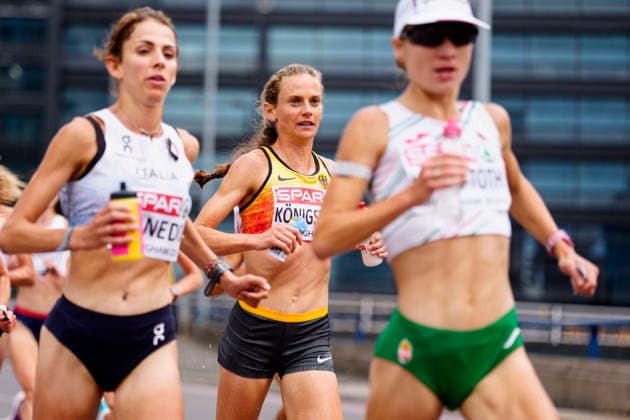 BIRMINGHAM, GREAT BRITAIN - AUGUST 16, 2026 : Fabienne KÖNIGSTEIN (GER Germany) competing in the marathon during the European Athletics Championships at Alexander Stadium on August 16, 2026 in Birmingham, Great Britain. Great Britain Copyright: xLeahxKohringx